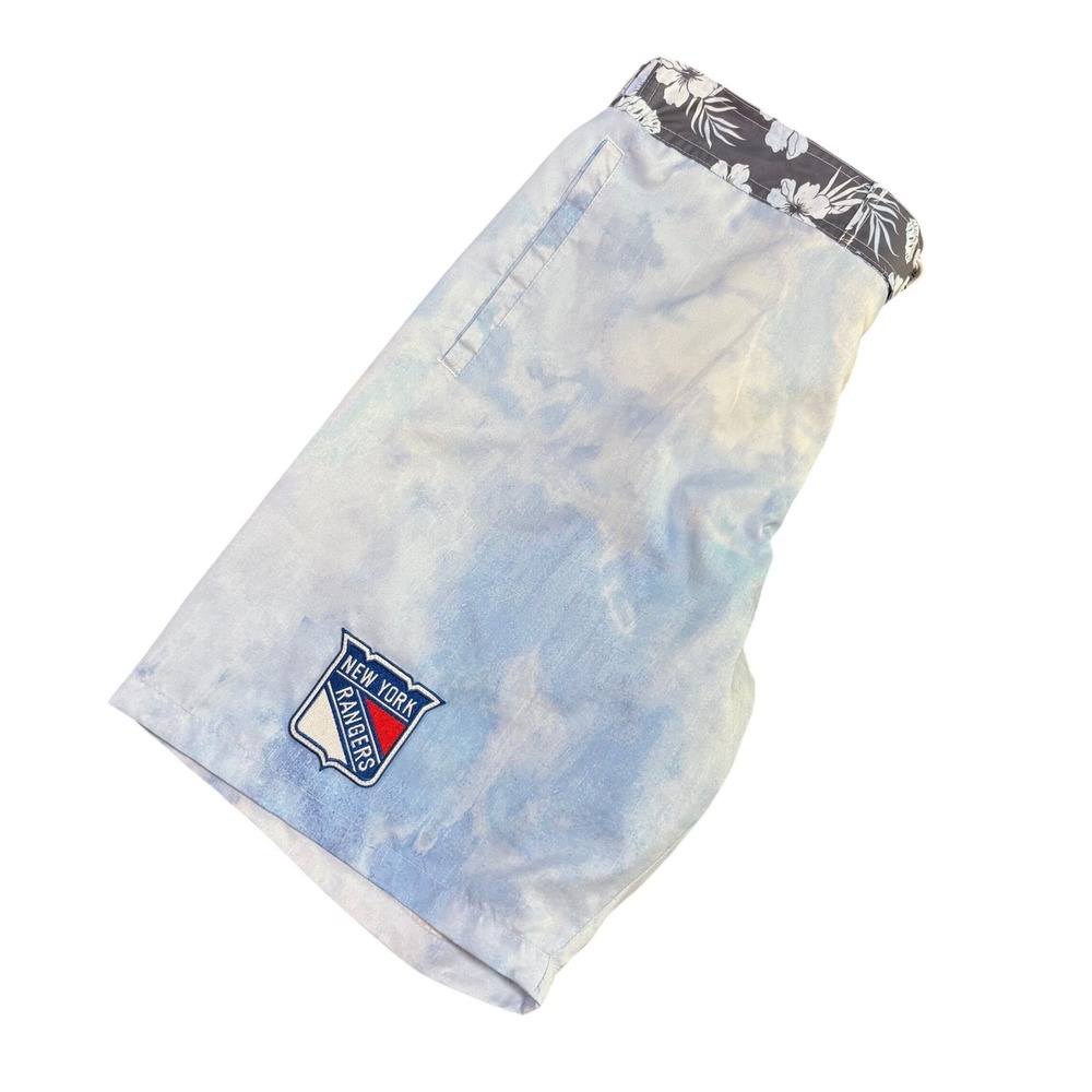 Calhoun NHL New York Rangers Mens Blue Tie Dye Board Shorts Swim Trunks Large